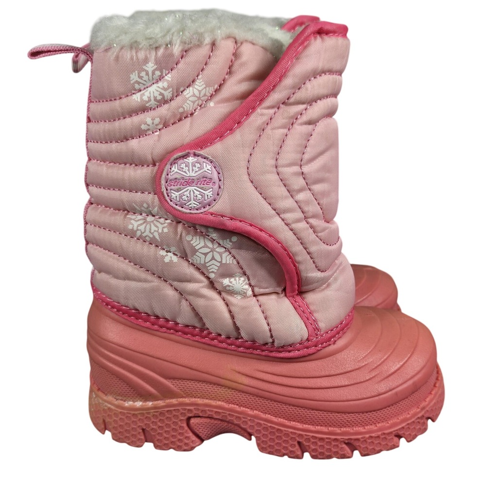 Stride Rite Girls Flurry‎ Snow Boots Size 8 Pink Thermolite Faux Fur Winter